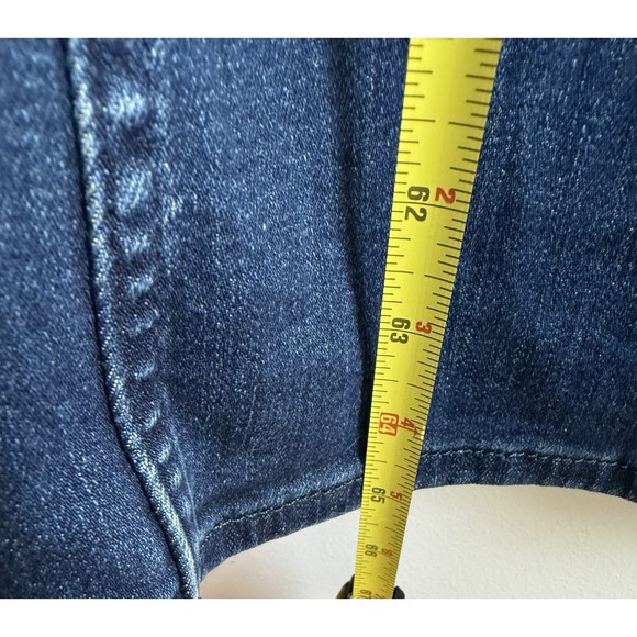 Free People Jumpsuit Womens Size XL Jayde Flare Leg Dark Blue Denim Zip - Picture 9 of 13